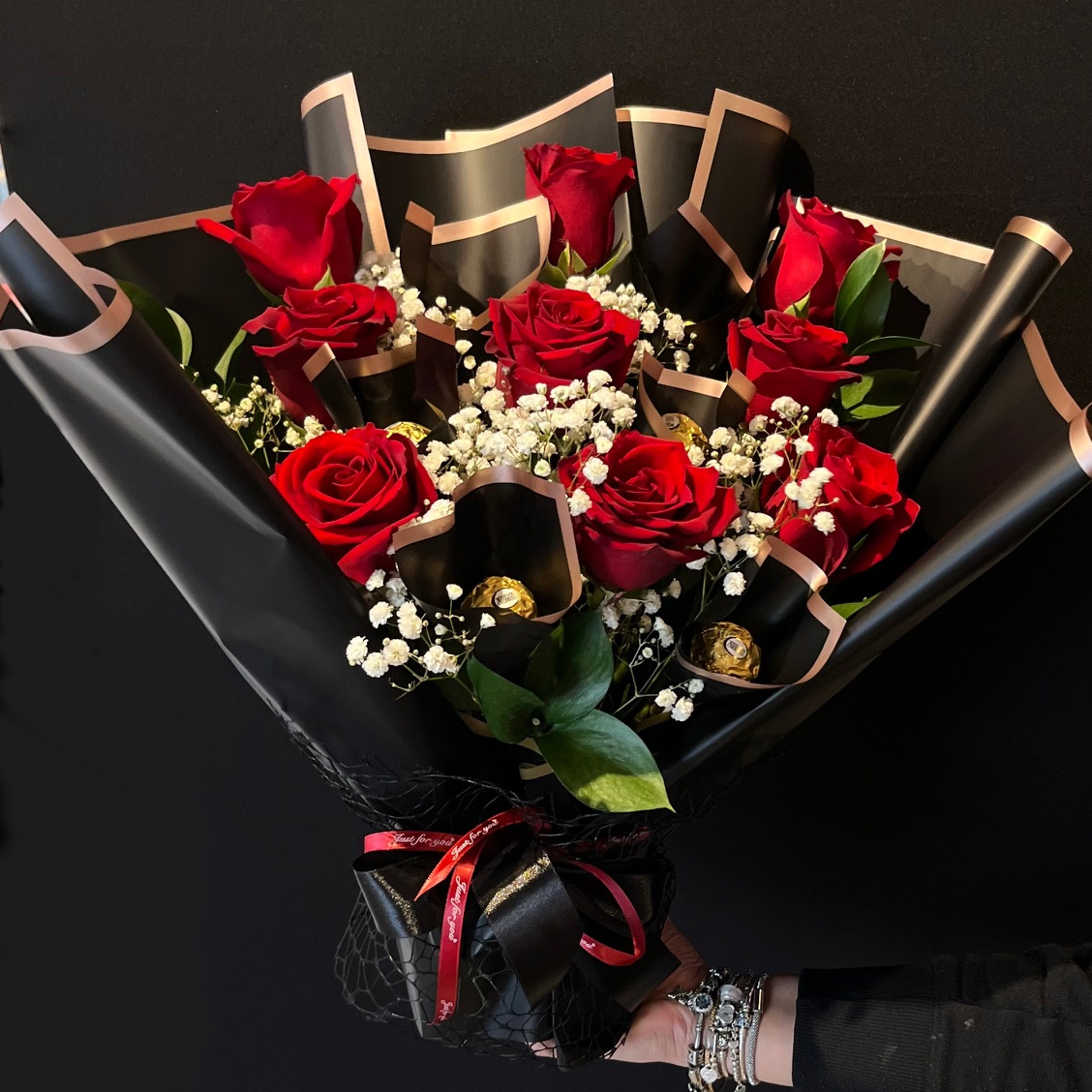 Choc N Nine Roses Standing Bouquet