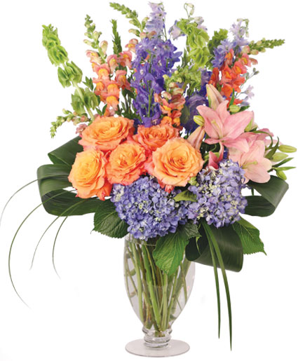 Spirited Delphinium and Hydrangea Luxury Bouquet