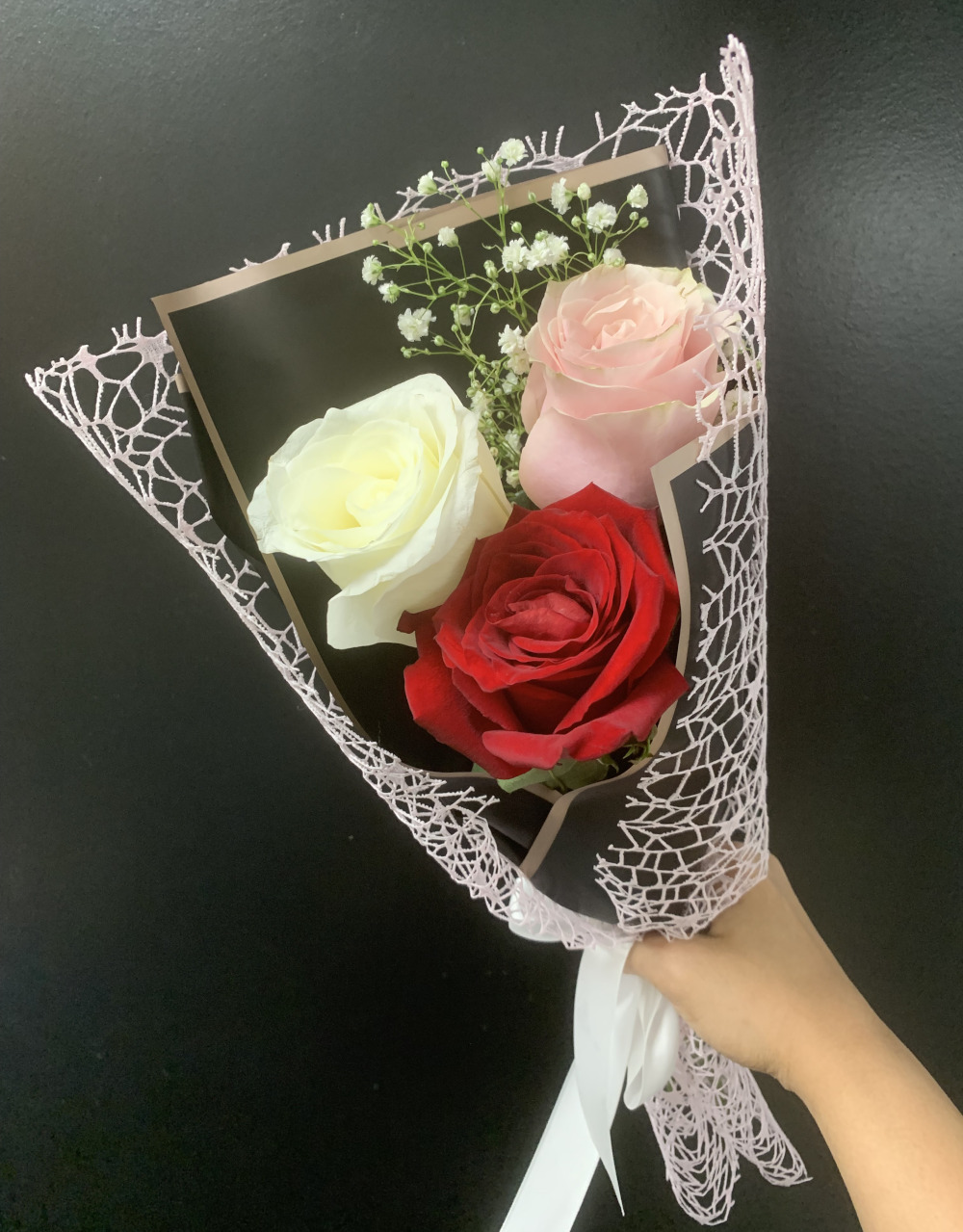 Three Rose Hand Bouquet